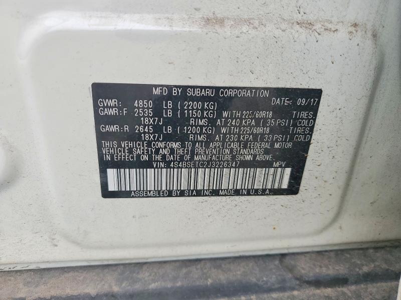 Aukcja sprzedaży 2018 Subaru Outback, vin: 4S4BSETC2J3226347, numer aukcji: 61360386