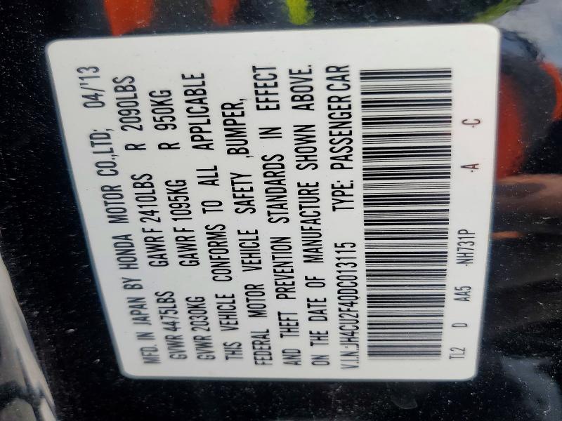 2013 Acura Tsx მანქანა იყიდება აუქციონზე, vin: JH4CU2F40DC013115, აუქციონის ნომერი: 60803116