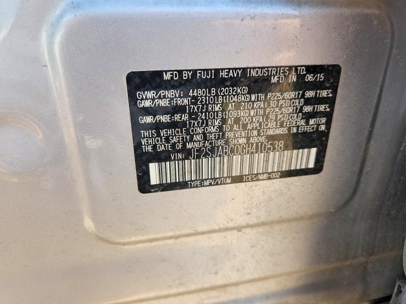 Aukcja sprzedaży 2016 Subaru Forester, vin: JF2SJABC0GH410538, numer aukcji: 62635486
