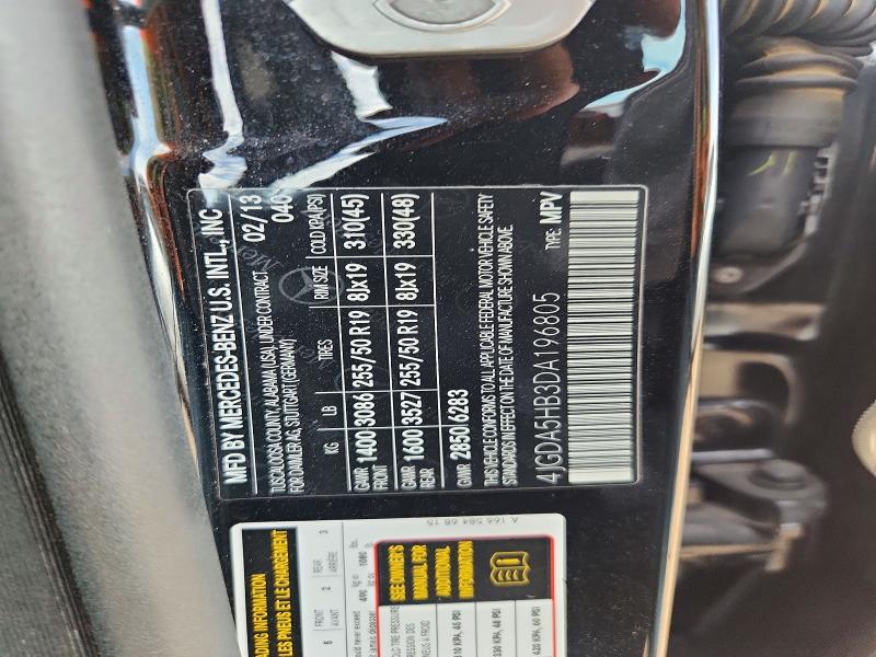 61382686 :رقم المزاد ، 4JGDA5HB3DA196805 vin ، 2013 Mercedes-benz Ml مزاد بيع