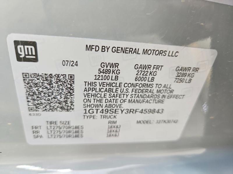 Продаж на аукціоні авто 2024 Gmc Sierra, vin: 1GT49SEY3RF459843, номер лоту: 60420856