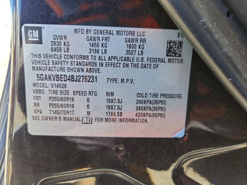 Aukcja sprzedaży 2011 Buick Enclave, vin: 5GAKVBED4BJ276231, numer aukcji: 62881906