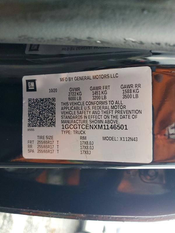 Продажа на аукционе авто 2021 Chevrolet Colorado, vin: 1GCGTCENXM1146501, номер лота: 62667746