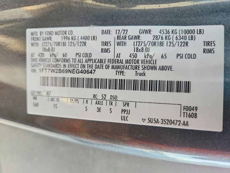 Продажа на аукционе авто 2022 Ford F250, vin: 1FT7W2B69NEG40647, номер лота: 63025846