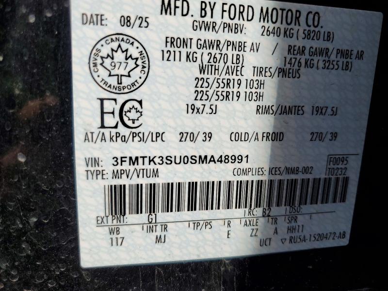 Aukcja sprzedaży 2025 Ford Mustang Mach-e, vin: 3FMTK3SU0SMA48991, numer aukcji: 62495866