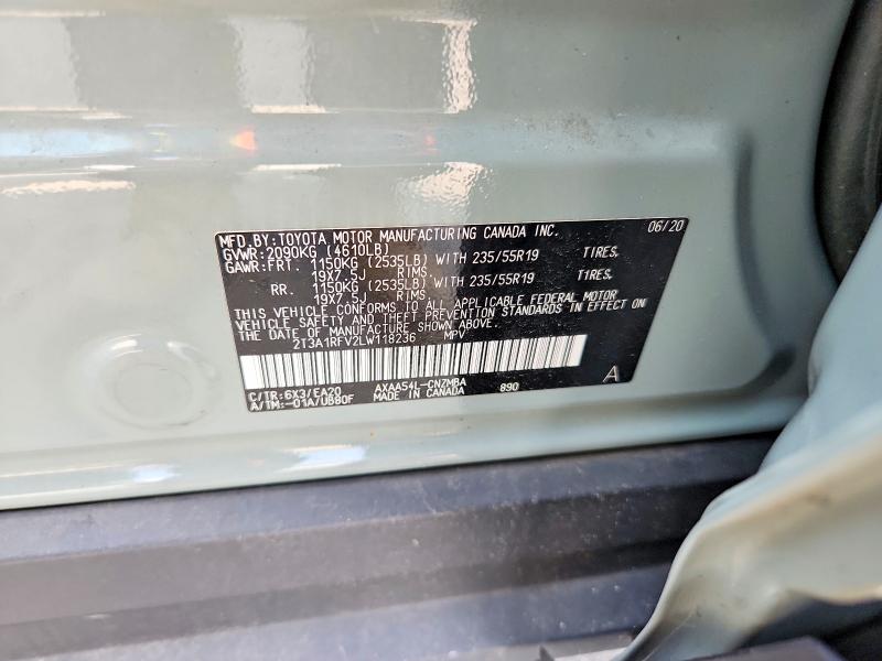 61744706 :رقم المزاد ، 2T3A1RFV2LW118236 vin ، 2020 Toyota Rav4 مزاد بيع