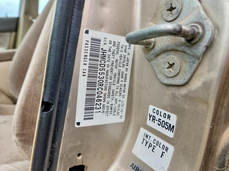 Продаж на аукціоні авто 1994 Honda Accord, vin: JHMCD5530RC046231, номер лоту: 61248716