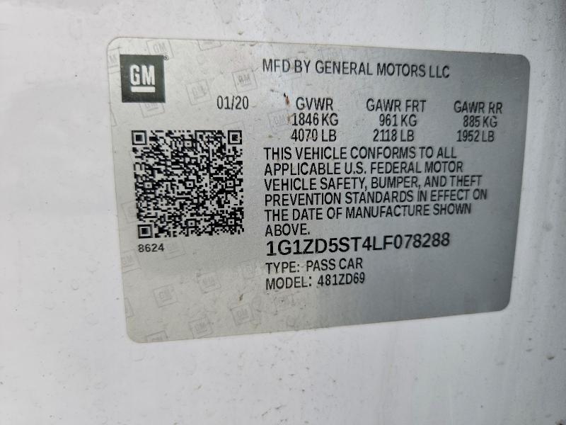 2020 Chevrolet Malibu მანქანა იყიდება აუქციონზე, vin: 1G1ZD5ST4LF078288, აუქციონის ნომერი: 59181626
