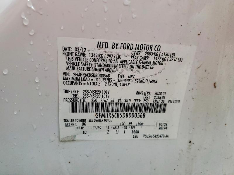 Auction sale of the 2013 Ford Flex, vin: 2FMHK6C85DBD00568, lot number: 59621306