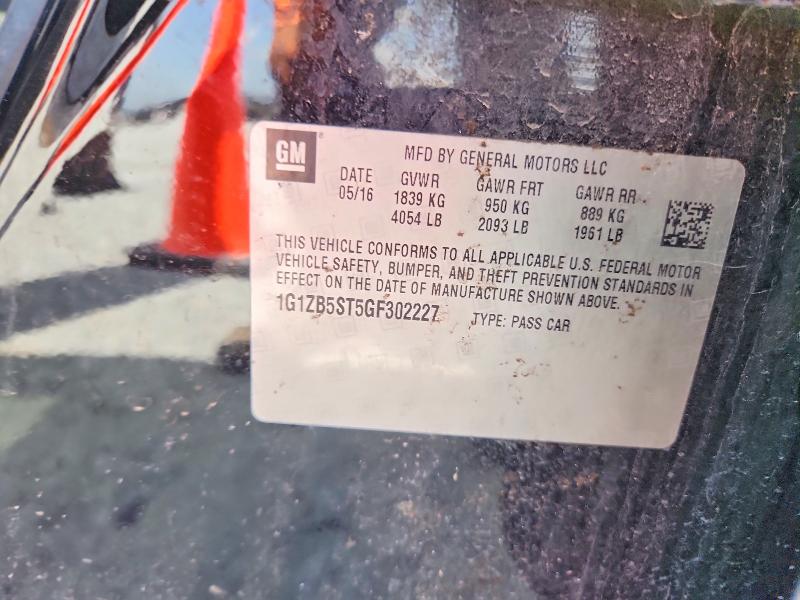 62812866 :رقم المزاد ، 1G1ZB5ST5GF302227 vin ، 2016 Chevrolet Malibu مزاد بيع