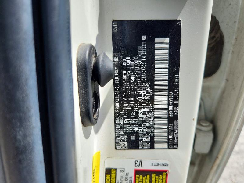 62448316 :رقم المزاد ، 4T3ZK3BB9AU025557 vin ، 2010 Toyota Venza مزاد بيع