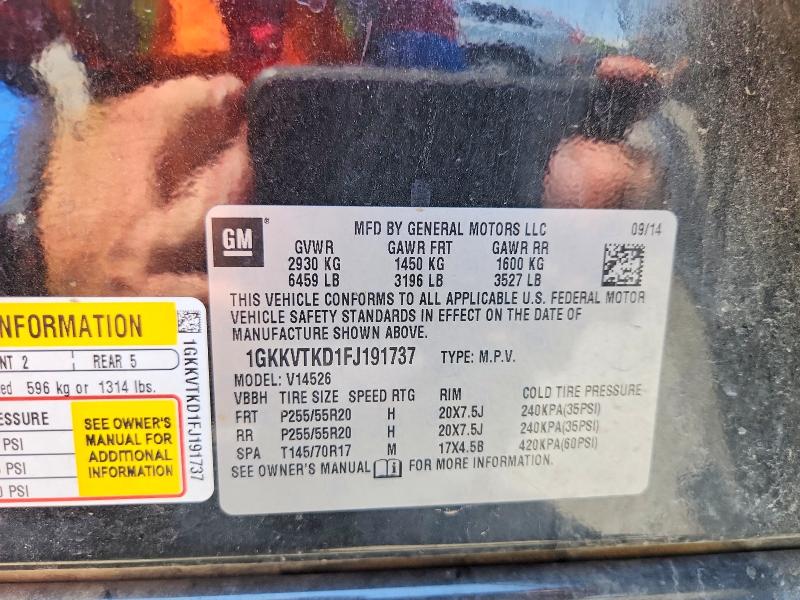 Aukcja sprzedaży 2015 Gmc Acadia, vin: 1GKKVTKD1FJ191737, numer aukcji: 61775956
