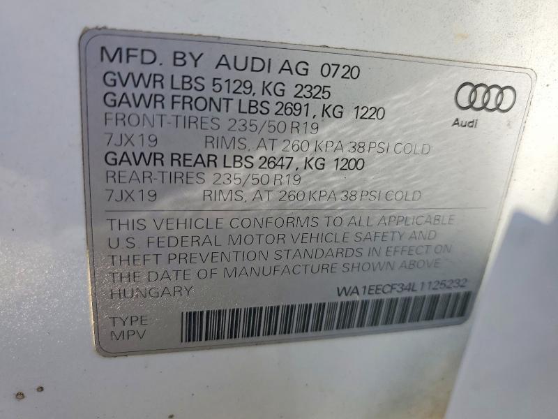 Aukcja sprzedaży 2020 Audi Q3, vin: WA1EECF34L1125232, numer aukcji: 63032816