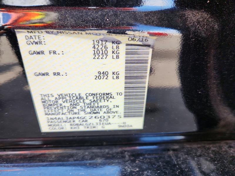 Продажа на аукционе авто 2016 Nissan Altima, vin: 1N4AL3AP4GC260375, номер лота: 60182336
