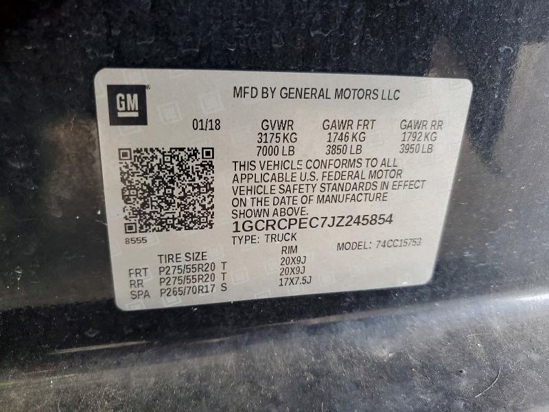 Продажа на аукционе авто 2018 Chevrolet Silverado, vin: 1GCRCPEC7JZ245854, номер лота: 60672336