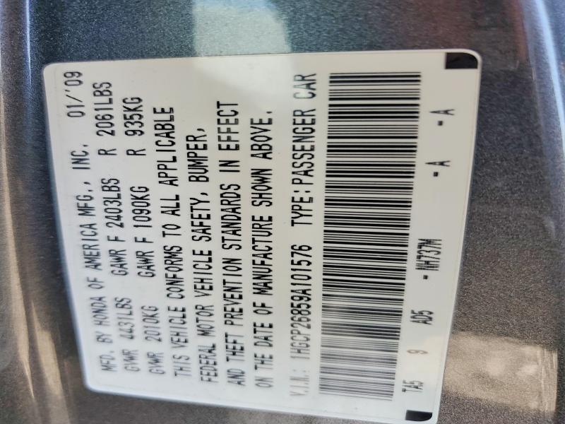 Auction sale of the 2009 Honda Accord, vin: 1HGCP26859A101576, lot number: 59728926