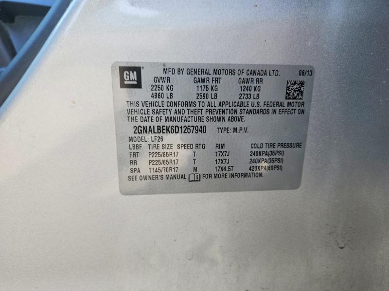63403096 :رقم المزاد ، 2GNALBEK6D1267940 vin ، 2013 Chevrolet Equinox مزاد بيع