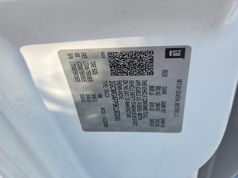 2019 Chevrolet Express G2500 მანქანა იყიდება აუქციონზე, vin: 1GCWGAFP5K1303241, აუქციონის ნომერი: 62575066