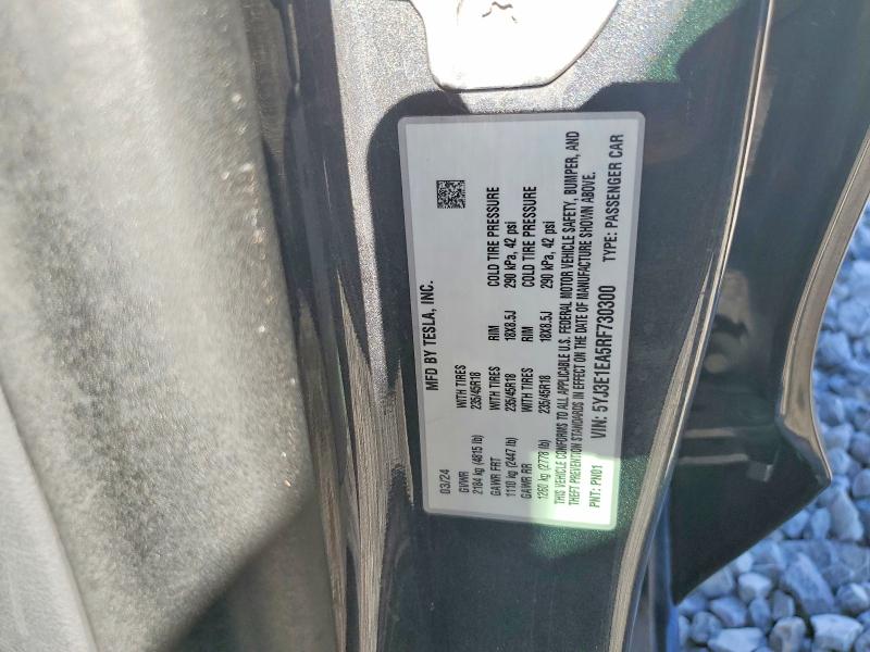 Продажа на аукционе авто 2024 Tesla Model 3, vin: 5YJ3E1EA5RF730300, номер лота: 60088986