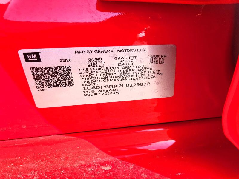 2020 Cadillac Ct5 მანქანა იყიდება აუქციონზე, vin: 1G6DP5RK2L0129072, აუქციონის ნომერი: 62120356