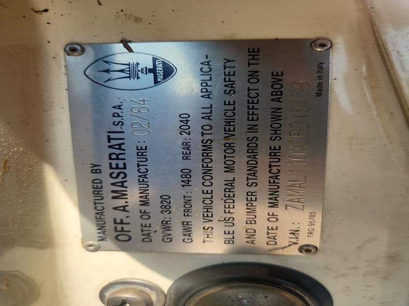 Aukcja sprzedaży 1984 Maserati Biturbo, vin: ZAMAL110XEB318439, numer aukcji: 60030666