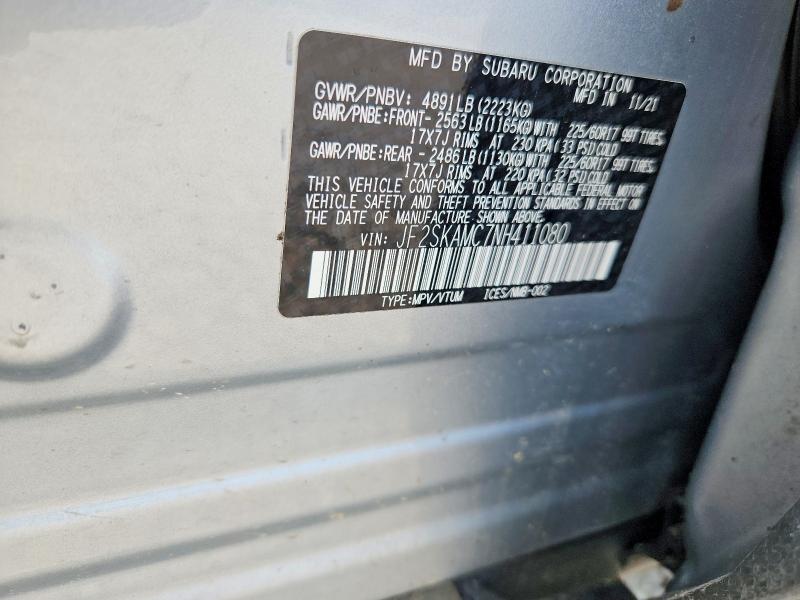 58445806 :رقم المزاد ، JF2SKAMC7NH411080 vin ، 2022 Subaru Forester مزاد بيع