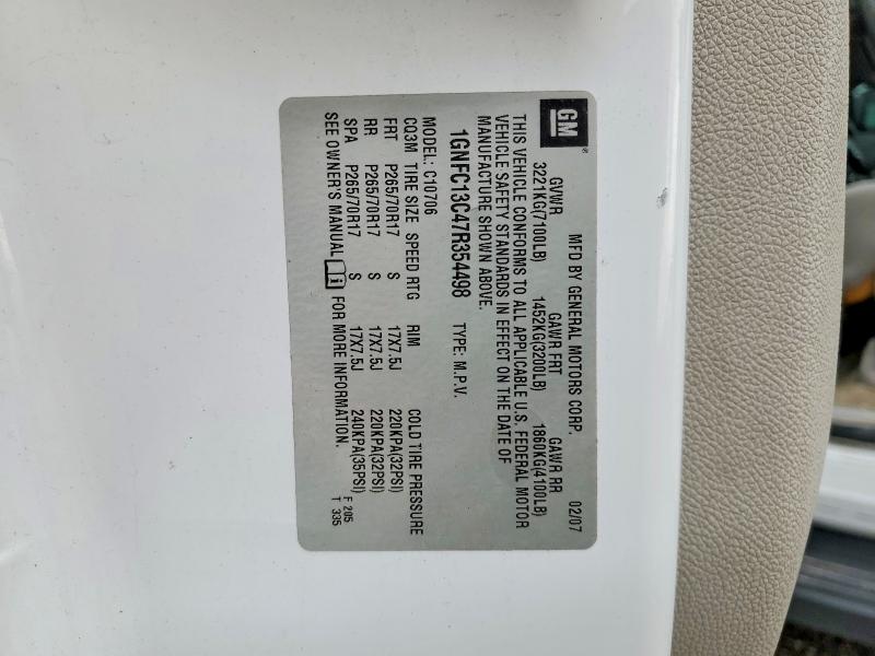 2007 Chevrolet Tahoe მანქანა იყიდება აუქციონზე, vin: 1GNFC13C47R354498, აუქციონის ნომერი: 60514016