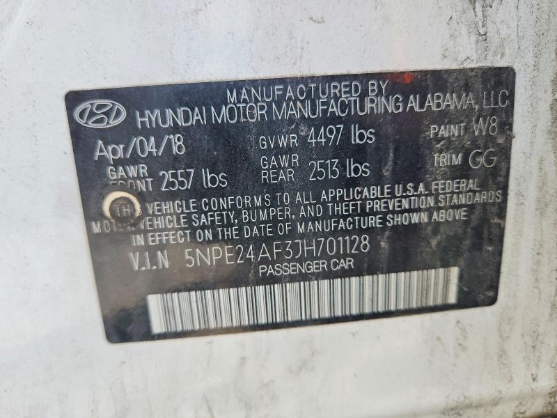 Auction sale of the 2018 Hyundai Sonata, vin: 5NPE24AF3JH701128, lot number: 59306926