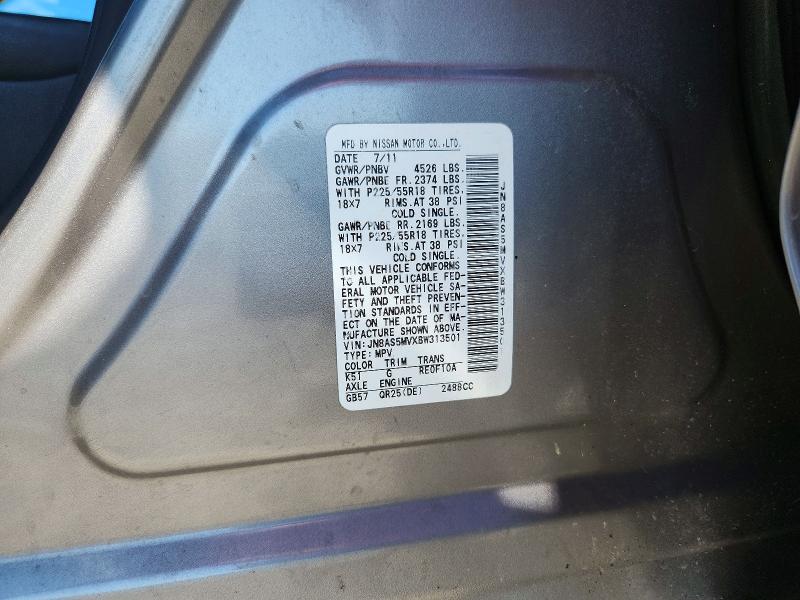 Продаж на аукціоні авто 2011 Nissan Rogue, vin: JN8AS5MVXBW313501, номер лоту: 61100486