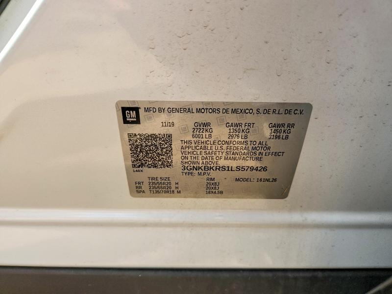 62133886 :رقم المزاد ، 3GNKBKRS1LS579426 vin ، 2020 Chevrolet Blazer مزاد بيع