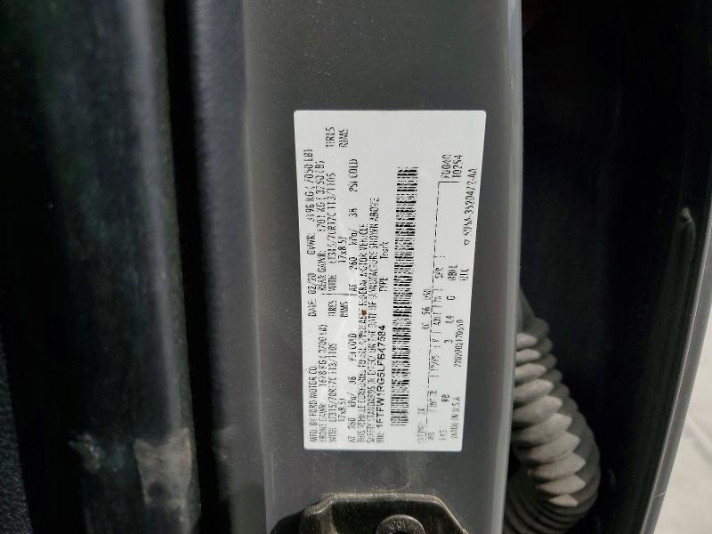 2020 Ford F150 მანქანა იყიდება აუქციონზე, vin: 1FTFW1RG6LFB47584, აუქციონის ნომერი: 60672016