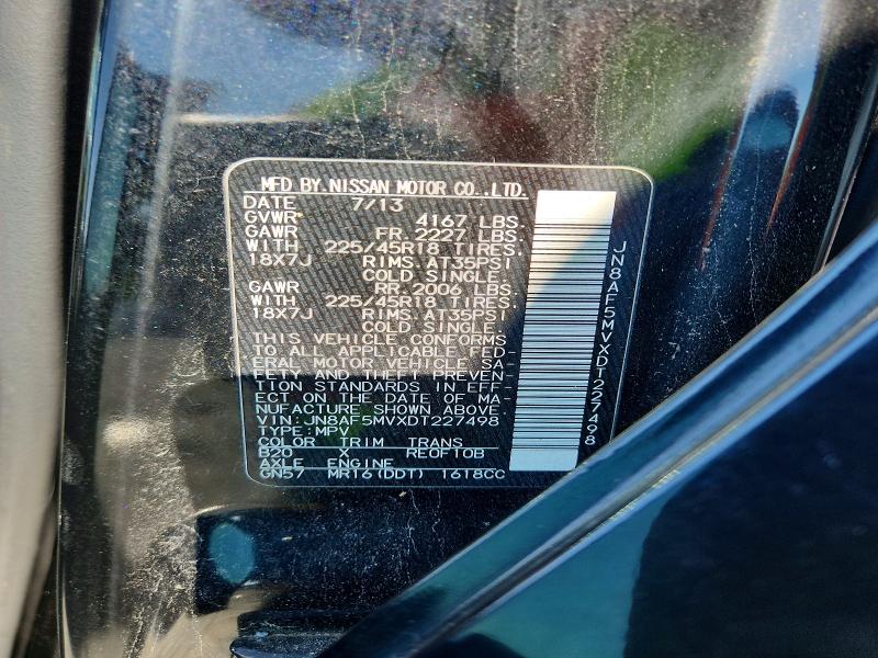 63640786 :رقم المزاد ، JN8AF5MVXDT227498 vin ، 2013 Nissan Juke مزاد بيع