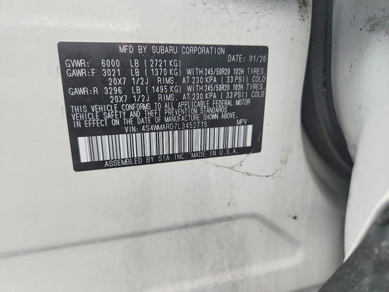 Продажа на аукционе авто 2020 Subaru Ascent, vin: 4S4WMARD7L3452715, номер лота: 59607586