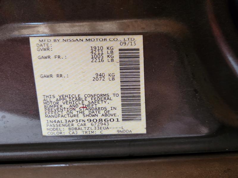 Продажа на аукционе авто 2015 Nissan Altima, vin: 1N4AL3AP3FN908601, номер лота: 61121656