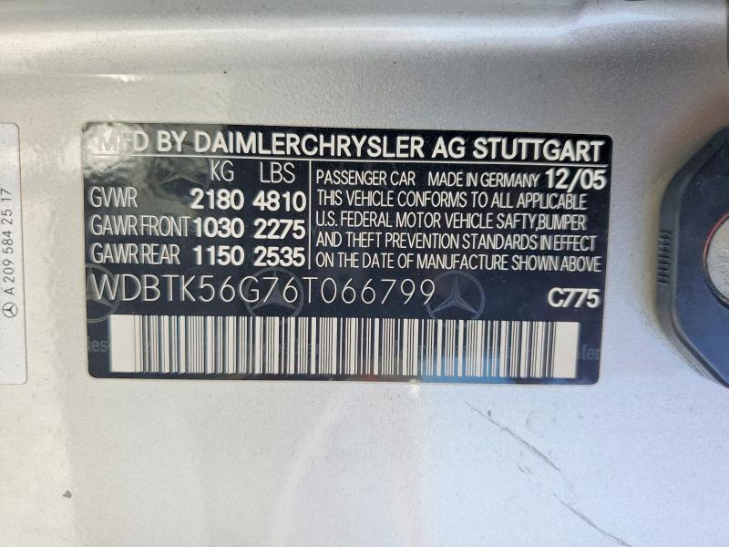 Продажа на аукционе авто 2006 Mercedes-benz Clk, vin: WDBTK56G76T066799, номер лота: 60746596