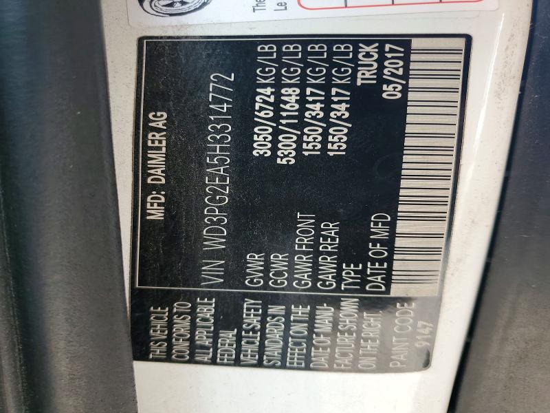 Продажа на аукционе авто 2017 Mercedes-benz Metris, vin: WD3PG2EA5H3314772, номер лота: 61127646