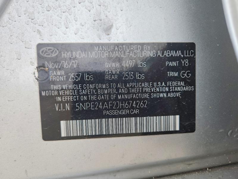 61063026 :رقم المزاد ، 5NPE24AF2JH674262 vin ، 2018 Hyundai Sonata مزاد بيع