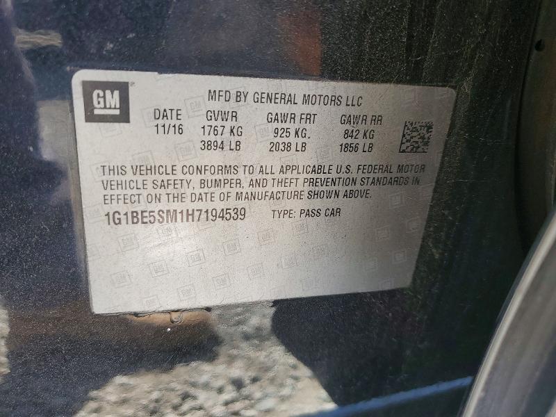 Продажа на аукционе авто 2017 Chevrolet Cruze, vin: 1G1BE5SM1H7194539, номер лота: 59165566