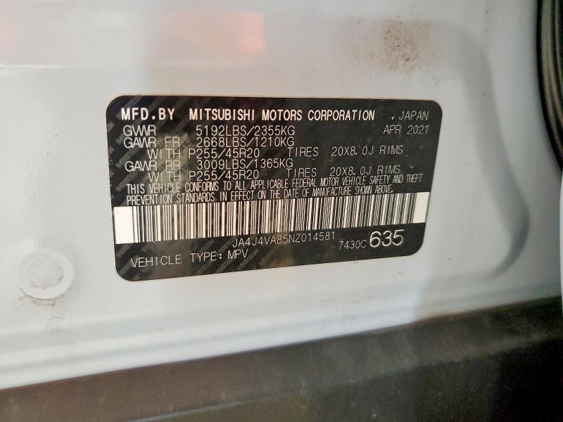 61588646 :رقم المزاد ، JA4J4VA85NZ014581 vin ، 2022 Mitsubishi Outlander مزاد بيع