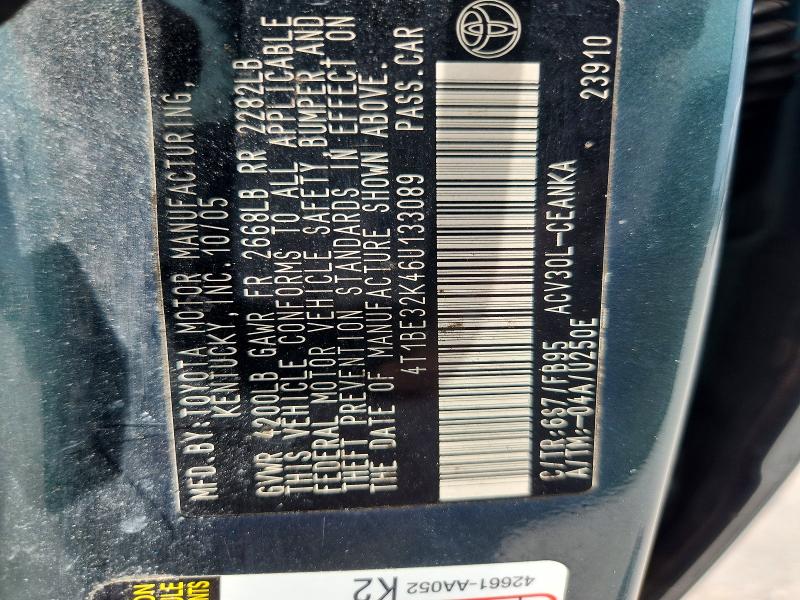 59783906 :رقم المزاد ، 4T1BE32K46U133089 vin ، 2006 Toyota Camry مزاد بيع