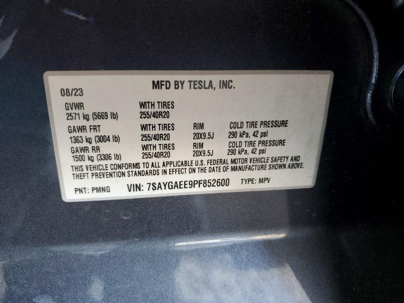 2023 Tesla Model Y მანქანა იყიდება აუქციონზე, vin: 7SAYGAEE9PF852600, აუქციონის ნომერი: 62628526