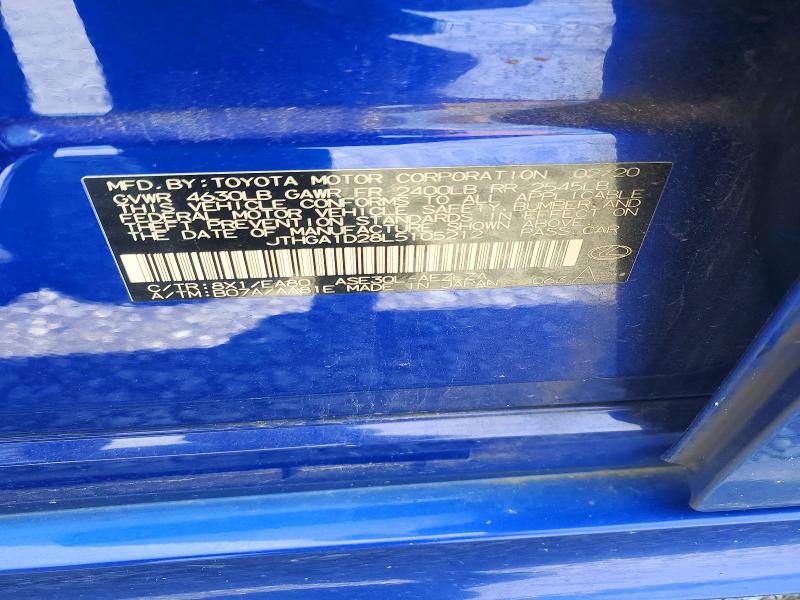 59963196 :رقم المزاد ، JTHGA1D28L5105212 vin ، 2020 Lexus Is مزاد بيع