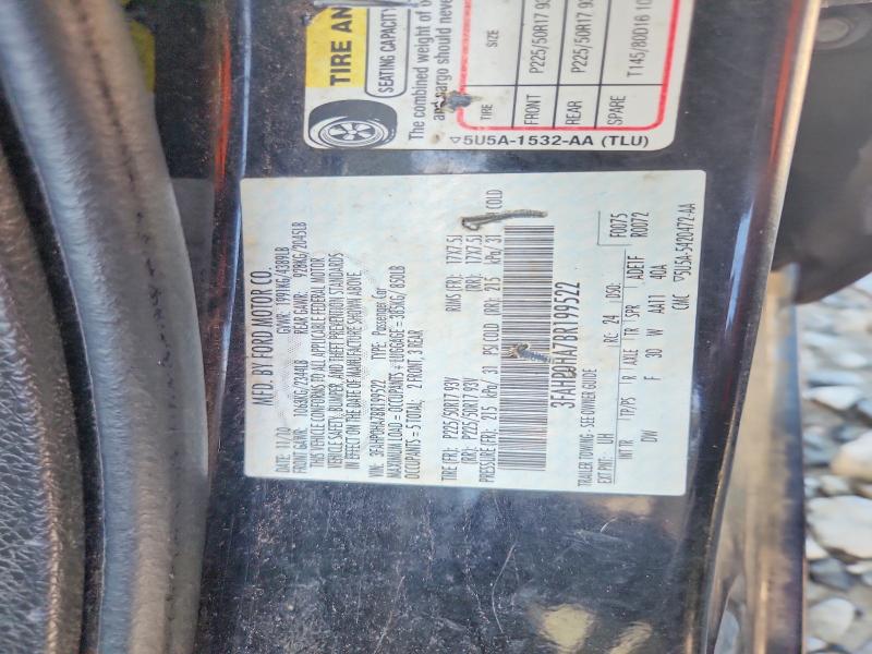 60080656 :رقم المزاد ، 3FAHP0HA7BR199522 vin ، 2011 Ford Fusion مزاد بيع