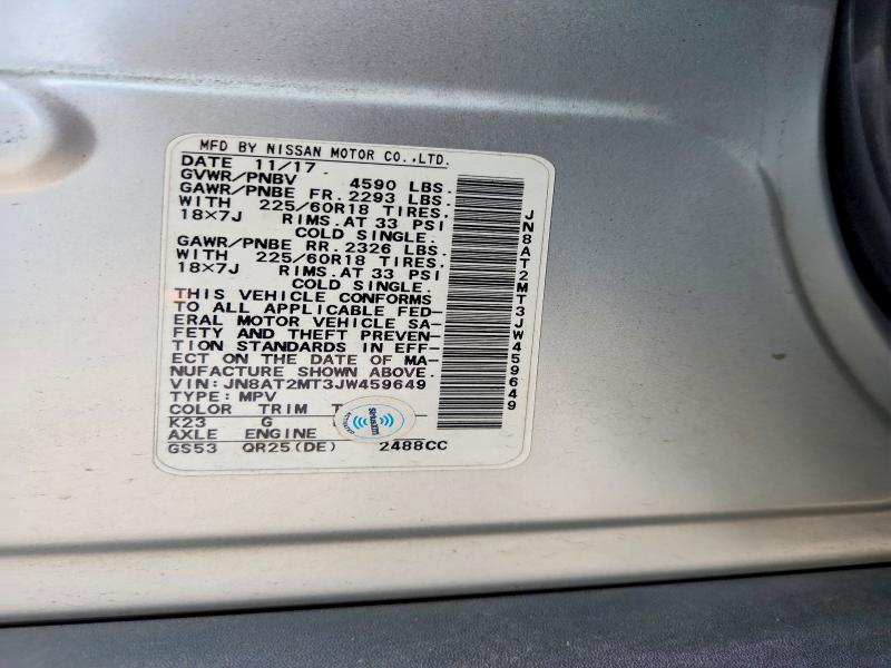 Aukcja sprzedaży 2018 Nissan Rogue, vin: JN8AT2MT3JW459649, numer aukcji: 59864966