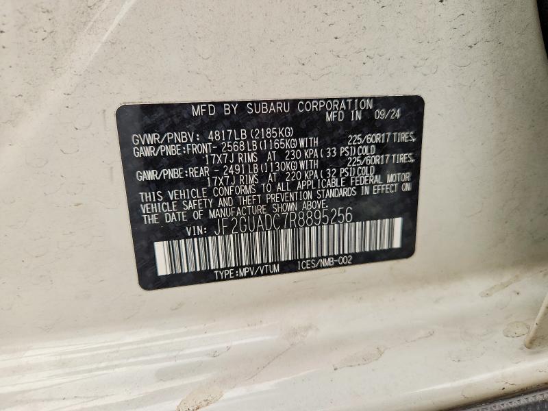 61241886 :رقم المزاد ، JF2GUADC7R8895256 vin ، 2024 Subaru Crosstrek مزاد بيع