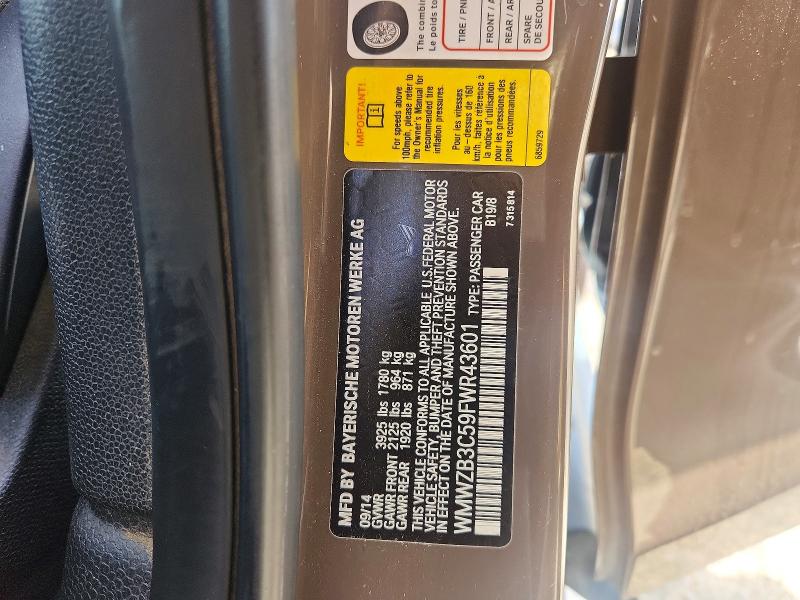 61007866 :رقم المزاد ، WMWZB3C59FWR43601 vin ، 2015 Mini Cooper مزاد بيع