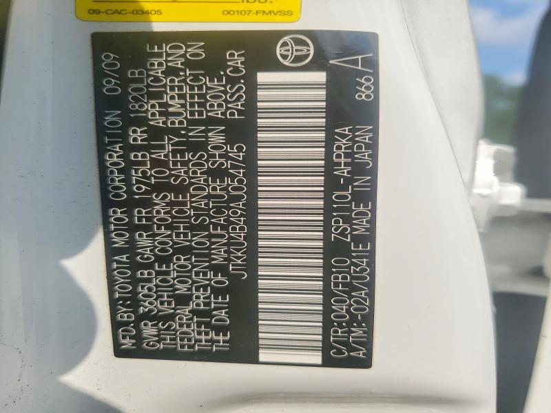 Aukcja sprzedaży 2010 Toyota Scion, vin: JTKKU4B49AJ054745, numer aukcji: 63258536