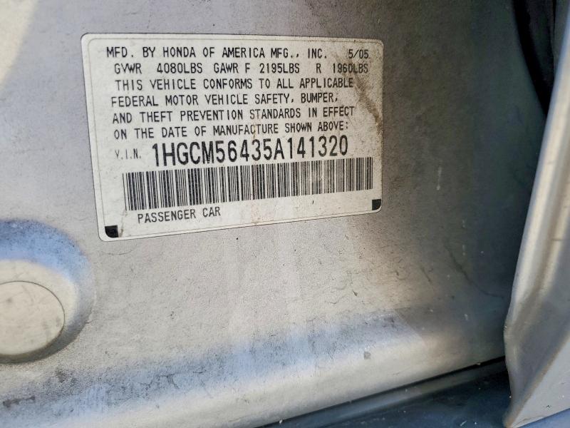 60862426 :رقم المزاد ، 1HGCM56435A141320 vin ، 2005 Honda Accord مزاد بيع