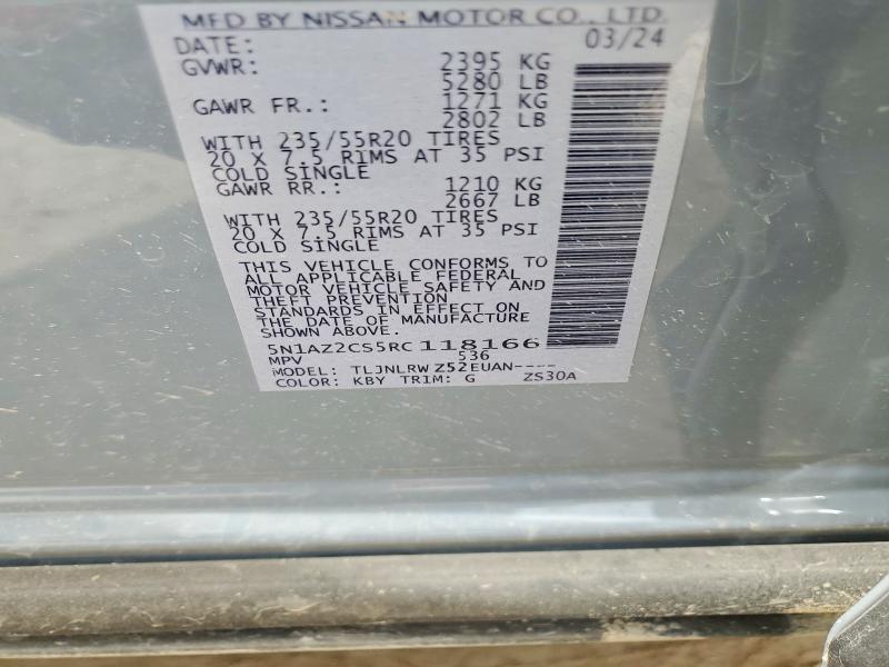 Aukcja sprzedaży 2024 Nissan Murano, vin: 5N1AZ2CS5RC118166, numer aukcji: 41633516