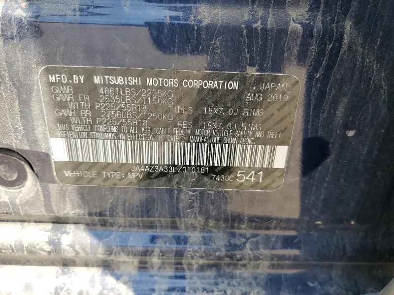 2020 Mitsubishi Outlander მანქანა იყიდება აუქციონზე, vin: JA4AZ3A33LZ010181, აუქციონის ნომერი: 60982876